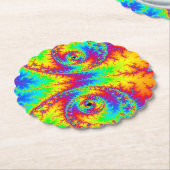 虹のカラフル渦巻きフラクタル ペーパーコースター (アングル)