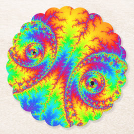 虹のカラフル渦巻きフラクタル ペーパーコースター