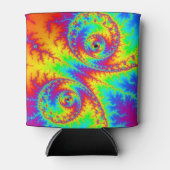 虹のカラフル渦巻きフラクタル 缶クーラー (正面)