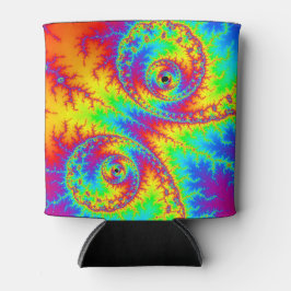 虹のカラフル渦巻きフラクタル 缶クーラー