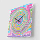 虹のカラフル渦 スクエア壁時計 (傾斜)