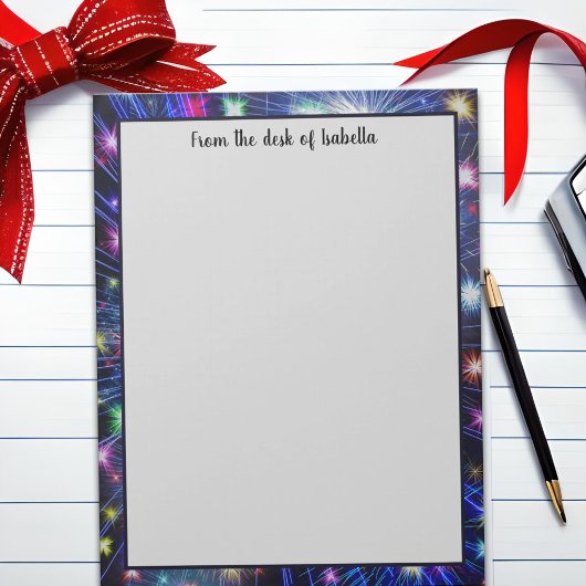 虹のカラフル花火、夜空、お祝い ノートパッド