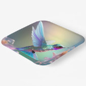 虹のガラスのハミングバード ペーパープレート (傾斜あり)