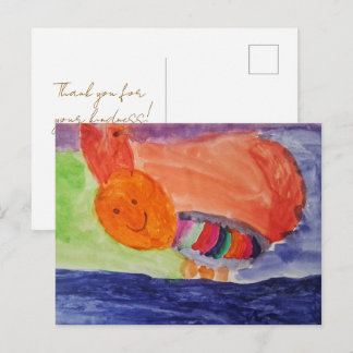 虹のキツネ ― 子供の愛らしいアート作品 ありがとう ポストカード