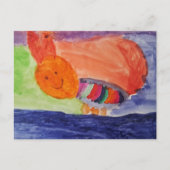 虹のキツネ ― 子供の愛らしいアート作品 ありがとう ポストカード (正面)