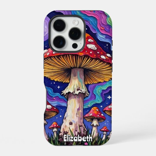 虹のキノコの草原 iPhoneケース (裏面)