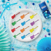 虹のギターの紙皿 ペーパープレート (パーティー)