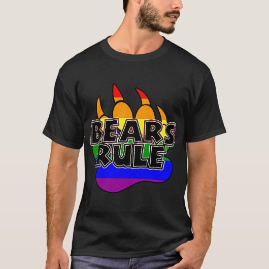 虹のクマの足のTシャツ クマが支配する Tシャツ (正面)