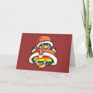 虹のクリスマスのペンギン シーズンカード