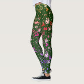 虹のクリスマスエレメントパターン 緑 レギンス (左)
