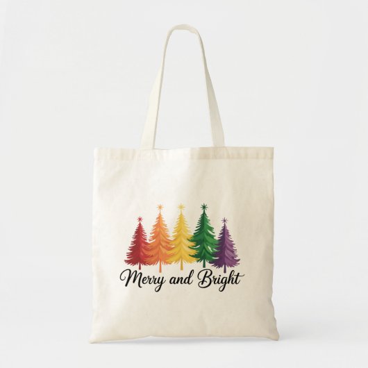 虹のクリスマスツリー LGBTゲイ プライド トートバッグ (正面)