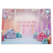 虹のクリスマスプレゼントを作成 ラージペーパーバッグ (正面)