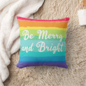 虹のクリスマスメリーと明るい クッション (ブランケット)