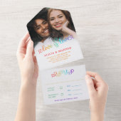 虹のグラデーションの台本の愛は愛結婚の オールインワン招待状 (貼ってはがせる)