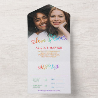 虹のグラデーションの台本の愛は愛結婚の オールインワン招待状