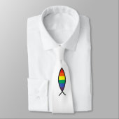 虹のグラフィックのキリスト教の魚の記号 ネクタイ (タイ)