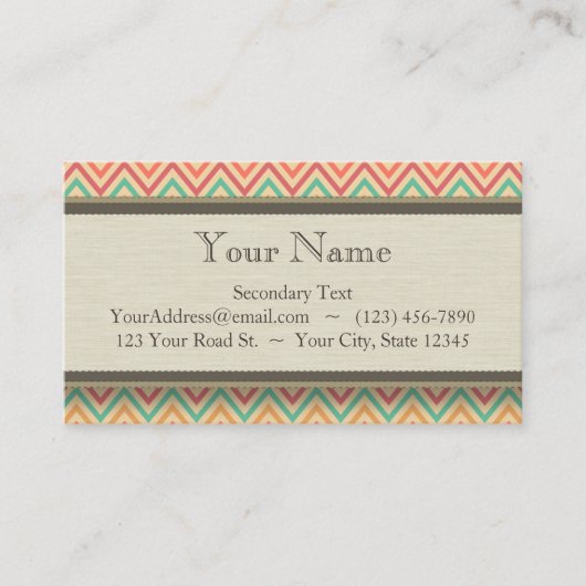 虹のグランジなジグザグ形のシェブロン 名刺 (正面)