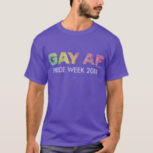 虹のグリッターのゲイAF Tシャツ