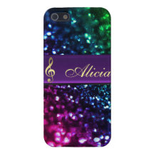 虹のグリッターのパーソナライズな金ゴールド音楽クレフ、音符記号の場合