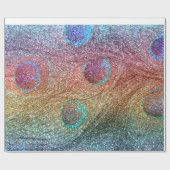 虹のグリッターの孔雀の羽 ラッピングペーパー (フラット)