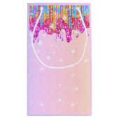 虹のグリッターの明るい色の誕生日の輝き スモールペーパーバッグ (裏面)