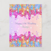 虹のグリッターの明るい色の誕生日の輝き ポストカード (正面)