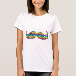 虹のグリッターの髭 Tシャツ