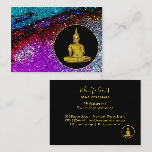 *～*虹のグリッター宇宙瞑想仏  名刺 (正面/裏面)