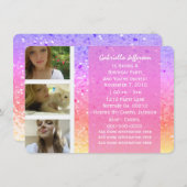 虹のグリッター: フォトパーティ招待状 招待状 (正面/裏面)