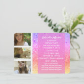 虹のグリッター: フォトパーティ招待状 招待状 (スタンド正面)