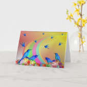 虹のグリーティングカードの上で。 カード (黄色い花)