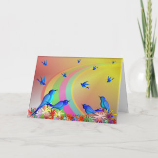 虹のグリーティングカードの上で。 カード
