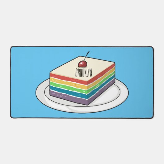 虹のケーキのキャラクターイラスト  デスクマット (正面)