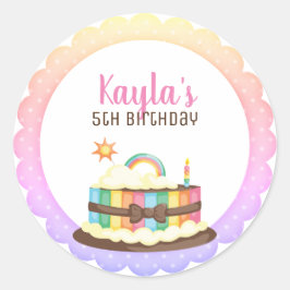 虹のケーキの誕生日 ラウンドシール