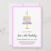 虹のケーキ | ４歳の誕生日パーティーへの招待状 (正面)