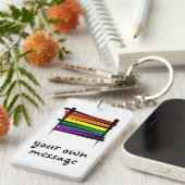 虹のゲイプライドのブラシの旗 キーホルダー (正面右)