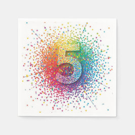 虹のコンフェッティ誕生日、1歳の誕生日ナプキン、c スタンダードカクテルナプキン