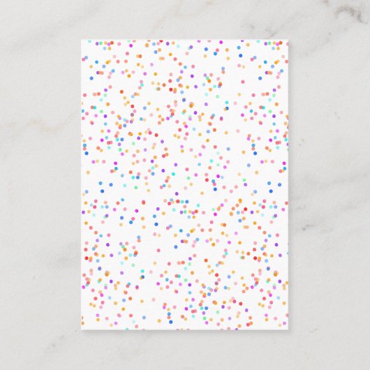 虹のコンフェッティ カラフル ウェディング サンクス プレイスカード (裏面)