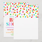 虹のコンフェッティ ベビーシャワー 招待状 (正面/裏面)