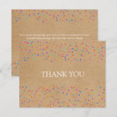 虹のコンフェッティ ラスティック クラフト スクリプト ビジネス サンキューカード (正面/裏面)