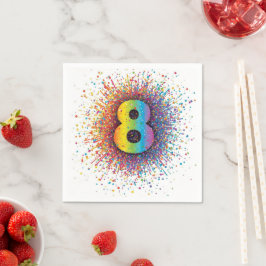 虹のコンフェッティ 1歳の誕生日 ナプキン 紙皿 スタンダードカクテルナプキン