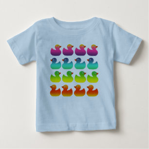 虹のゴムアヒルちゃん ベビーTシャツ