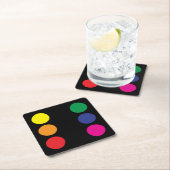 虹のサイコロのコースター スクエアペーパーコースター (インサイチュ)