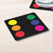 虹のサイコロのコースター スクエアペーパーコースター (アングル)