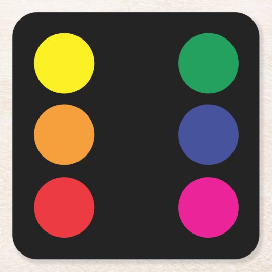 虹のサイコロのコースター スクエアペーパーコースター (正面)