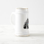 虹のサングラスとのクールなユニコーン ビールジョッキ (正面左)