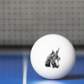 虹のサングラスとのクールなユニコーン 卓球ボール (ネット)