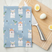 虹のサングラスのラマパターン キッチンタオル (四つ折り)