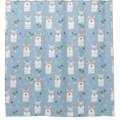 虹のサングラスのラマパターン シャワーカーテン (正面)