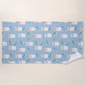 虹のサングラスのラマパターン ビーチタオル (正面)